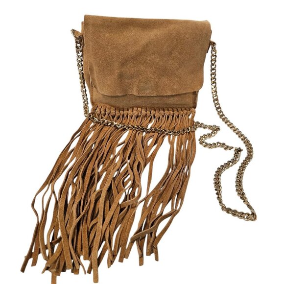 Zara Tan Suede Fringe Crossbody Bag - Picture 2 of 14